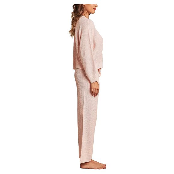 NWT BAREFOOT DREAMS Cashblend Waffle Knit Ankle Pant Bella Pink Size S - Picture 3 of 6